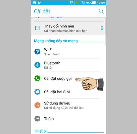 Bước 1: Vào cài đặt chọn cài đặt cuộc gọi.