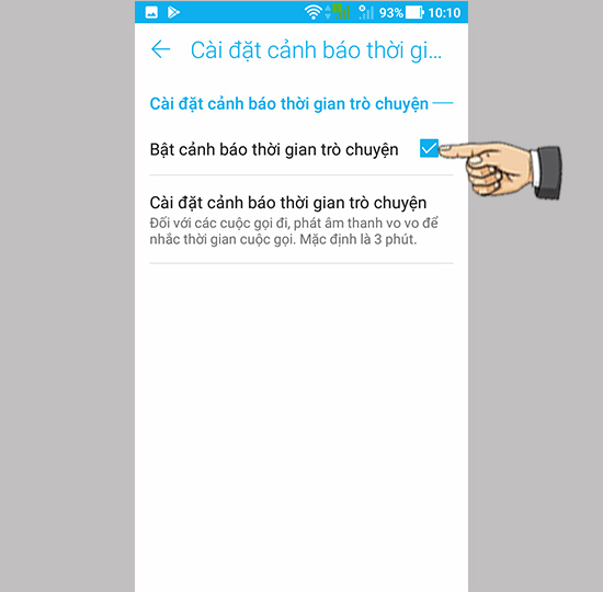 Bước 4: Cài đặt thời gian cảnh báo.