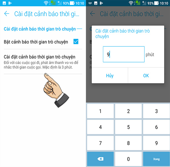 Bước 4: Cài đặt thời gian cảnh báo.