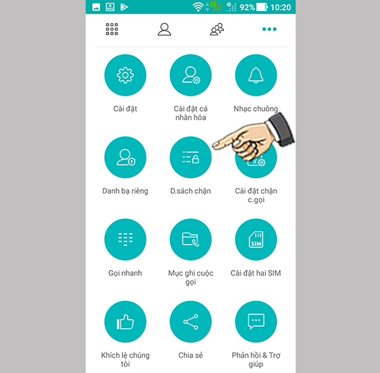 Bước 3: Chọn danh sách chặn.