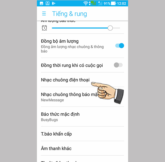 Chọn nhạc chuông điện thoại.
