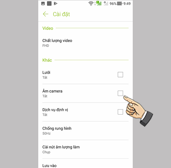 Bước 3: Bạn chọn tắt đi âm chụp ảnh.