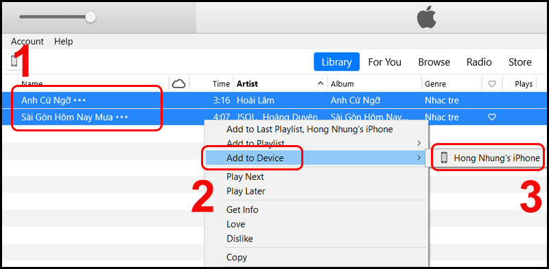 Chép bài hát từ iTunes trên máy tính vào iPhone