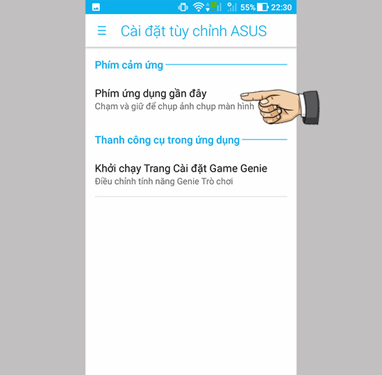 Bước 2: Chọn phím ứng dụng gần đây.