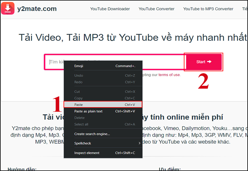 Truy cập y2mate
