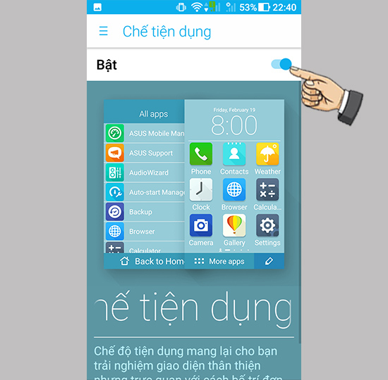 Bước 2: Bật tính năng.