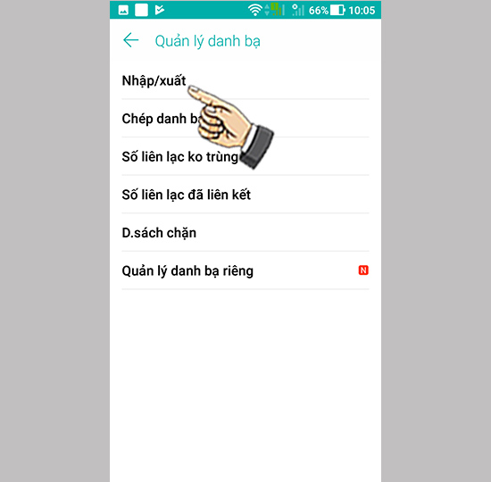 Bước 4: Chọn Nhập/Xuất.