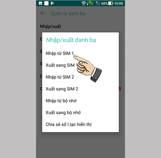 Bước 5: Chọn nhập từ sim.