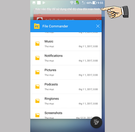 Bước 2: Kéo ứng dụng vào mục chia đôi màn hình.