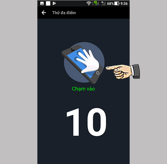 Dùng ngón tay chạm vào thử. Asus Zenfone 4 Max ZC520KL có 10 điểm.