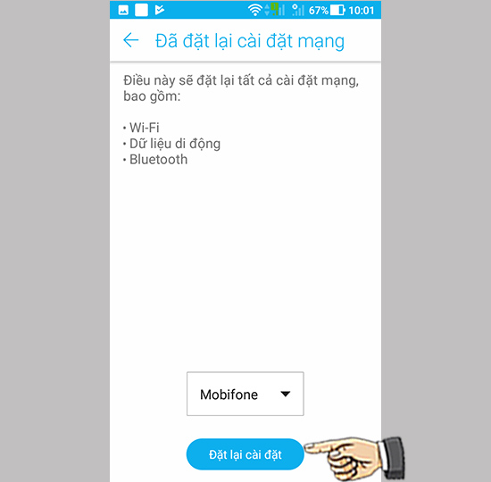 Chọn đặt lại cài đặt.