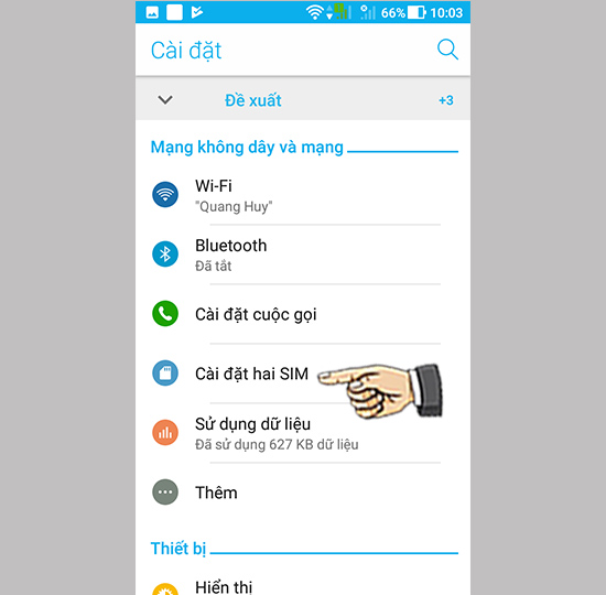 Bước 1: Vào cài đặt chọn cài đặt hai sim.