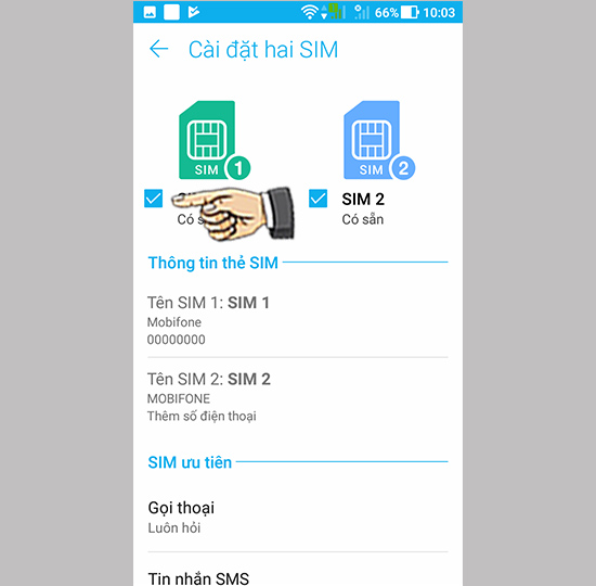Bước 2: Bật tắt sim.