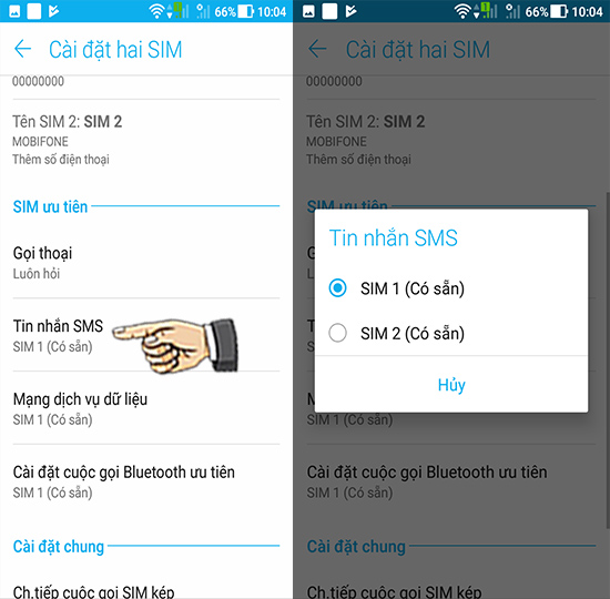 Bước 4: Chọn sim nhắn tin.