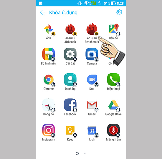 Đặt mật khẩu khóa.