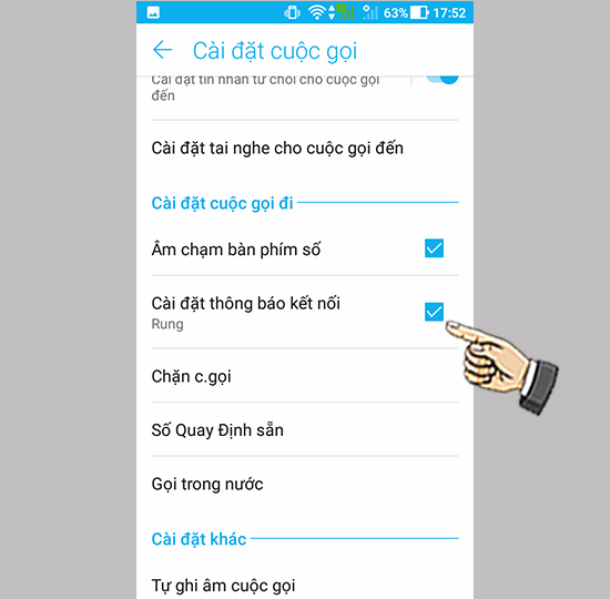 Cài đặt thông báo kết nối