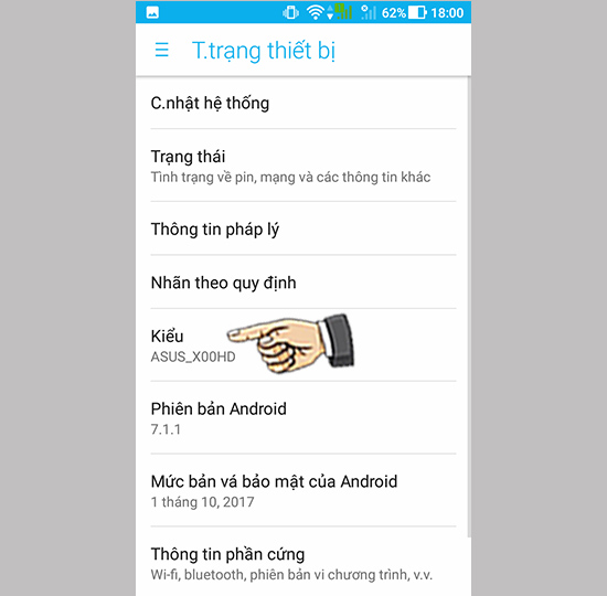 Bước 2: Xem kiểu máy.