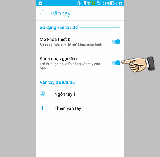 Bước 3: Bật khóa cuộc gọi đến.