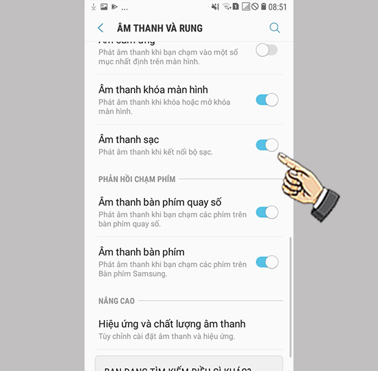 Bật âm thanh sạc