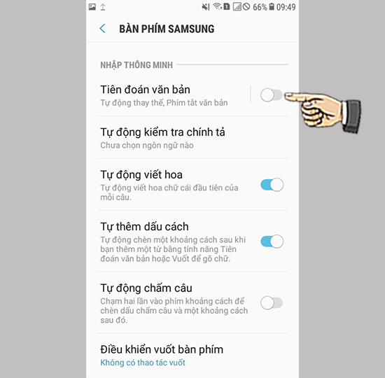 Bước 5: Tắt tiên đoán.