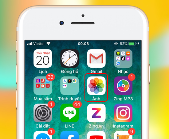 Bước 1: Đầu tiên bạn vào Ảnh.