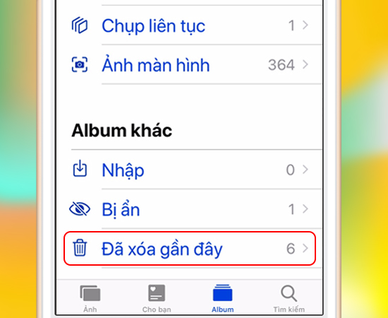 Bước 3: Tiếp theo bạn kéo xuống và chọn vào Đã xóa gần đây.