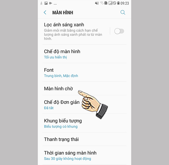 Chọn màn hình chờ.