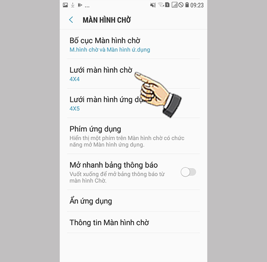 Chọn lưới màn hình chờ.