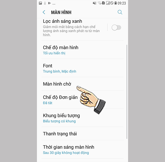 Bước 2: Chọn màn hình chờ.