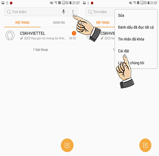 Bước 2: Bạn chọn 3 chấm và cài đặt .