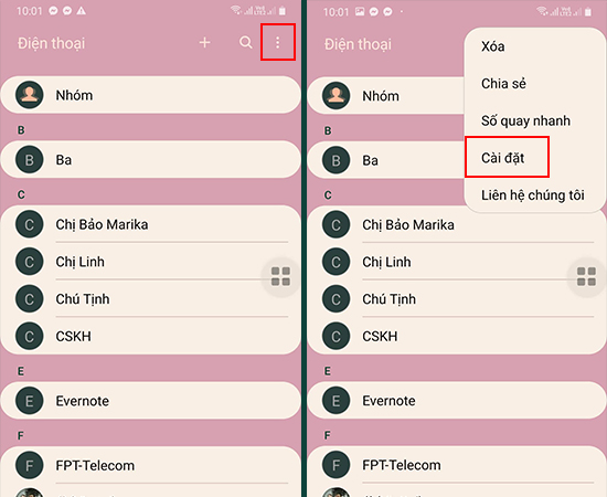 Bước 1: Vào Điện thoại