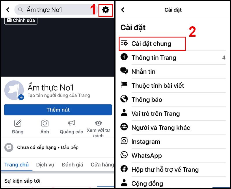Chọn Cài đặt chung trong phần Cài đặt