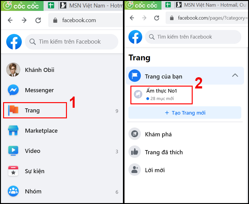 Vào Fanpage của bạn