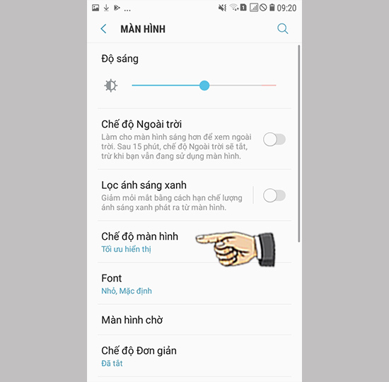 Bước 2: Chọn chế độ màn hình.