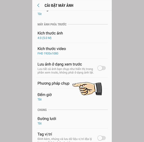 Chọn Phương pháp chụp