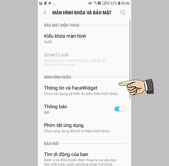 Bước 2: Chọn thông tin và facewidget.