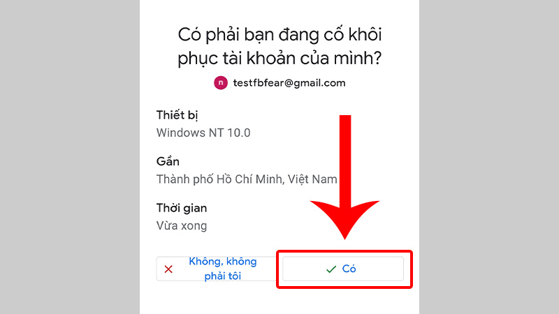 Nhấn Có trên điện thoại