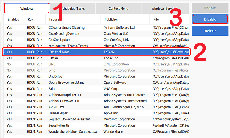 Tắt ứng dụng khởi chạy cùng Windows bằng CCleaner