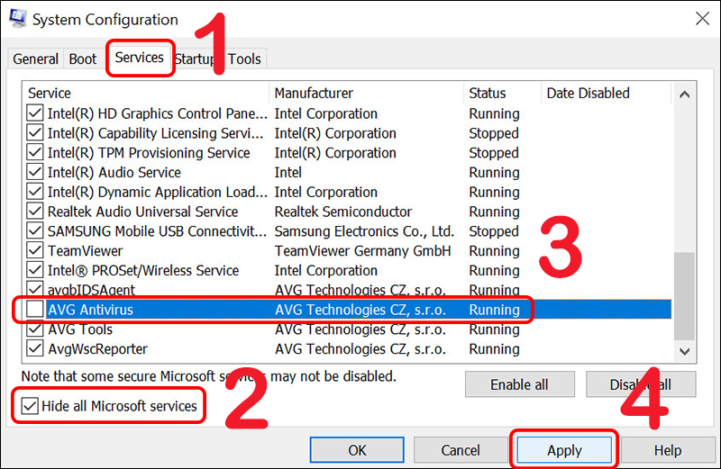 Sử dụng msconfig để tắt ứng dụng khởi động cùng Windows 10