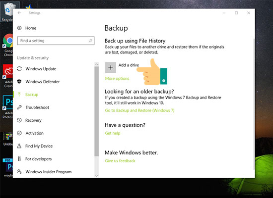 Sao lưu dữ liệu Windows 10 với File History