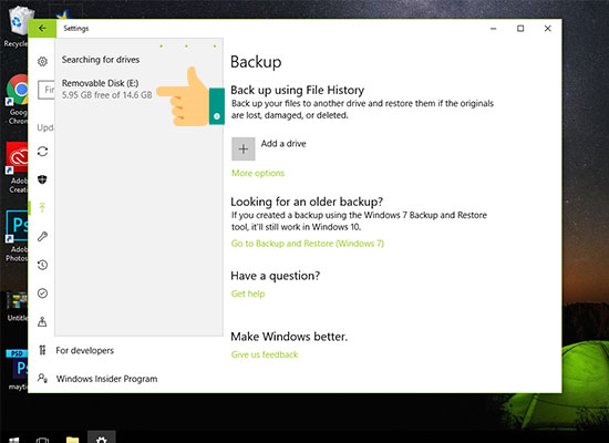 Sao lưu dữ liệu Windows 10 với File History