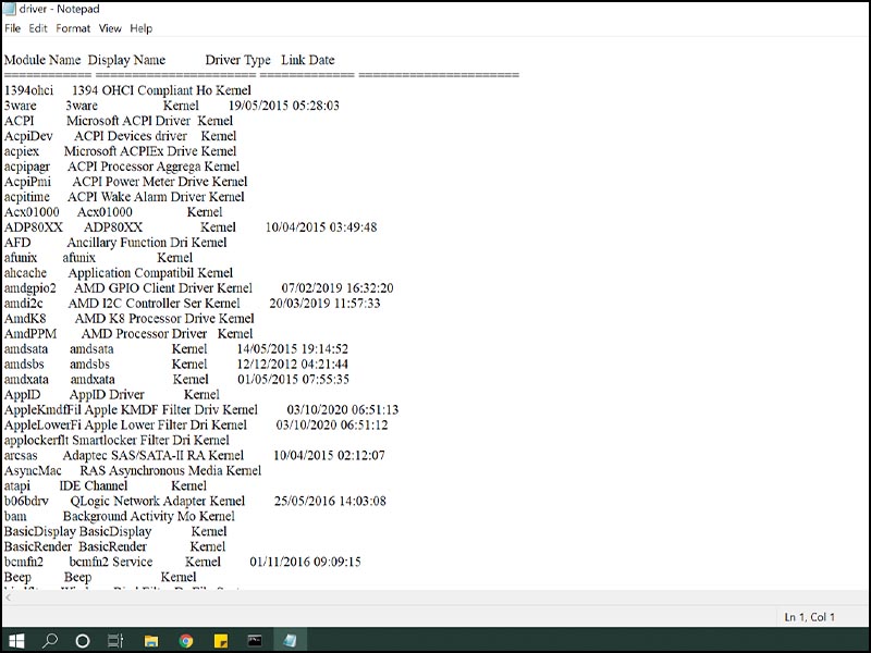 Danh sách file hiển thị trong Notepad