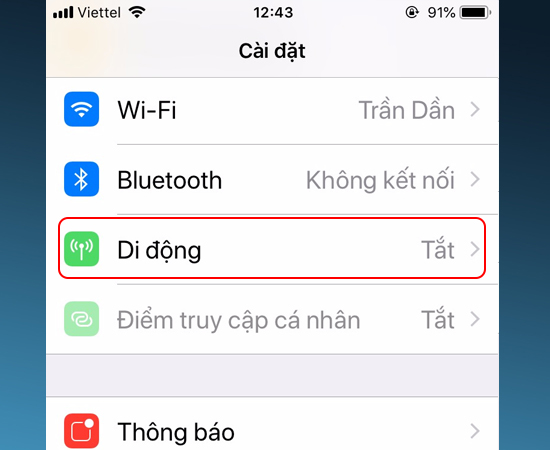 Bước 2: Sau đó bạn chọn Di động.