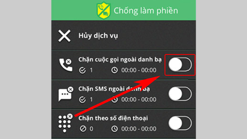 Chặn cuộc gọi ngoài danh bạ 