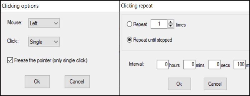 Mouse thay đổi click chuột Left, Right và Middle, Options > Clicking > Reapeat