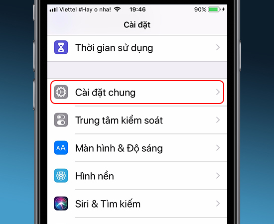 Chọn Cài đặt chung