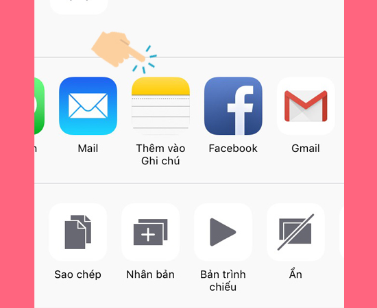 chọn thêm vào ghi chú