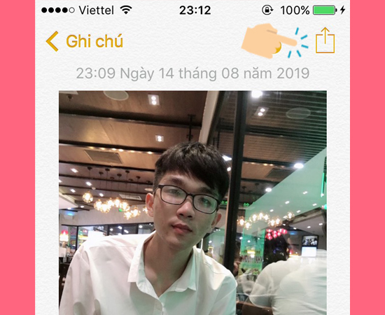 chọn vào biểu tượng chia sẻ