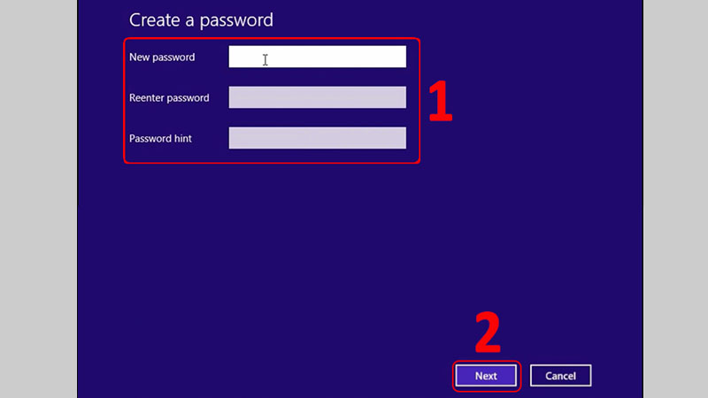 Tạo mật khẩu mới và chọn Next