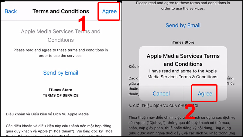 Nhấn vào Agree để đồng ý với điều khoản